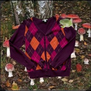 ‼️SOLD‼️☂️🍊purple and orange argyle sweater!